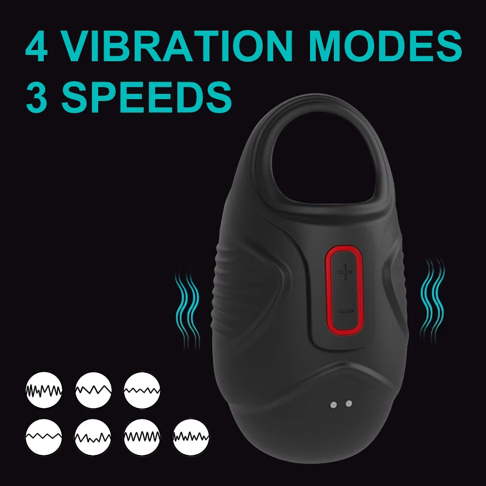10 Modes Men Scrotum Massager Male Chastity Cage Testicle Bondage Vibrator - Image 3