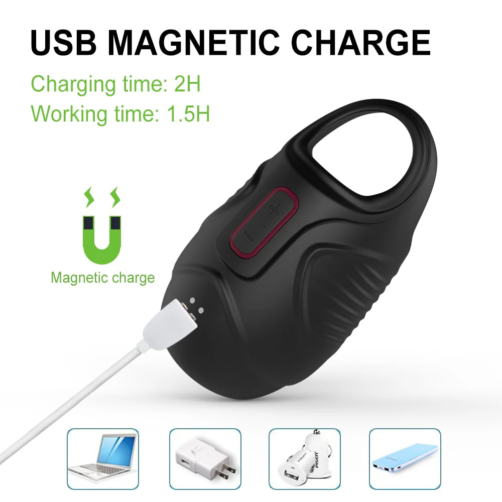 10 Modes Men Scrotum Massager Male Chastity Cage Testicle Bondage Vibrator - Image 7