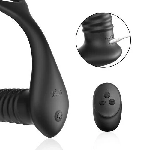 10 Thrilling Vibration 3 Thrusting Silicone Remote Control Cock Ring Anal Vibrator - Image 5