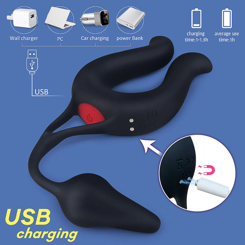 9 Modes Vibrating Cock Ring & Anul Plug Massager - Image 7