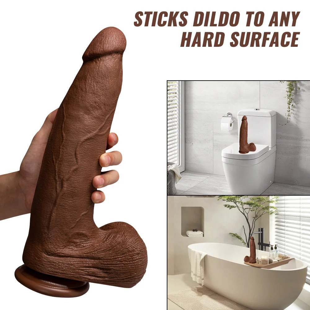 Acmejoy - Silicone Adult Sex Toys Long Brown Dildo with Suction Cup for Hands-Free Play 13.39 in - Image 4