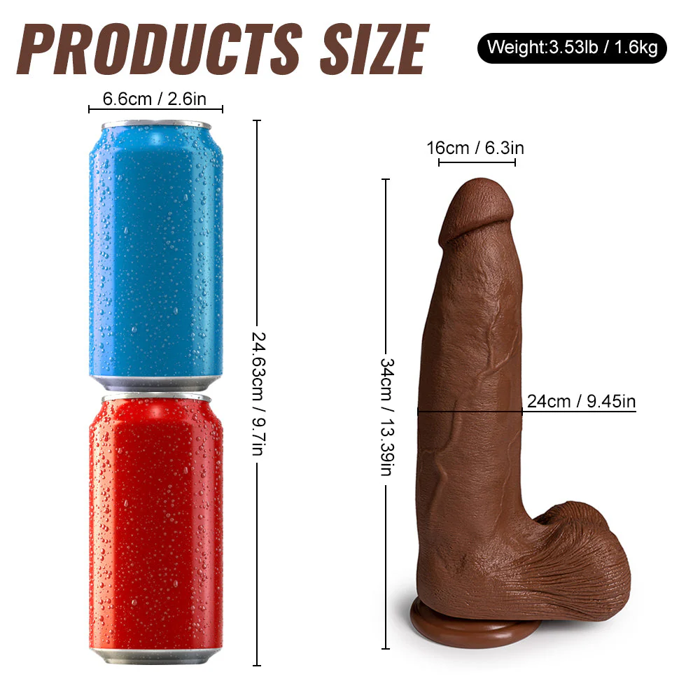 Acmejoy - Silicone Adult Sex Toys Long Brown Dildo with Suction Cup for Hands-Free Play 13.39 in - Image 5