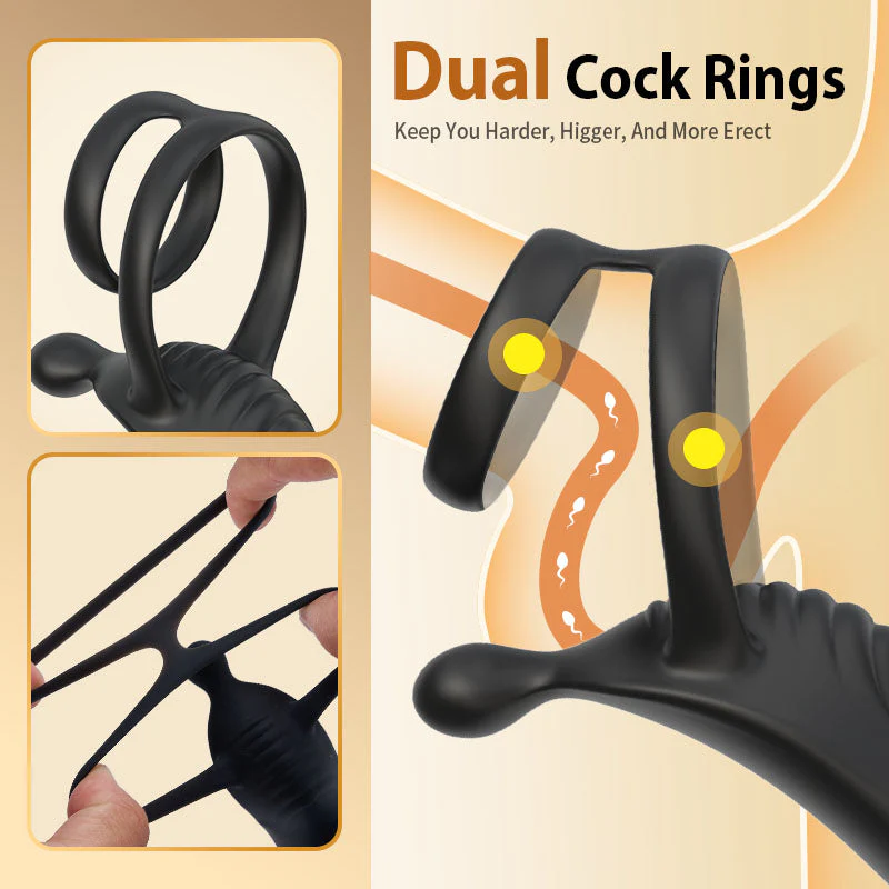 Acmejoy - Thrusting Prostate Massager With Double Cock Rings - Image 4