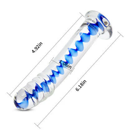 Acmejoy Frozen Sapphire Spiral Glass Dildo 6.18 Inch - Image 3