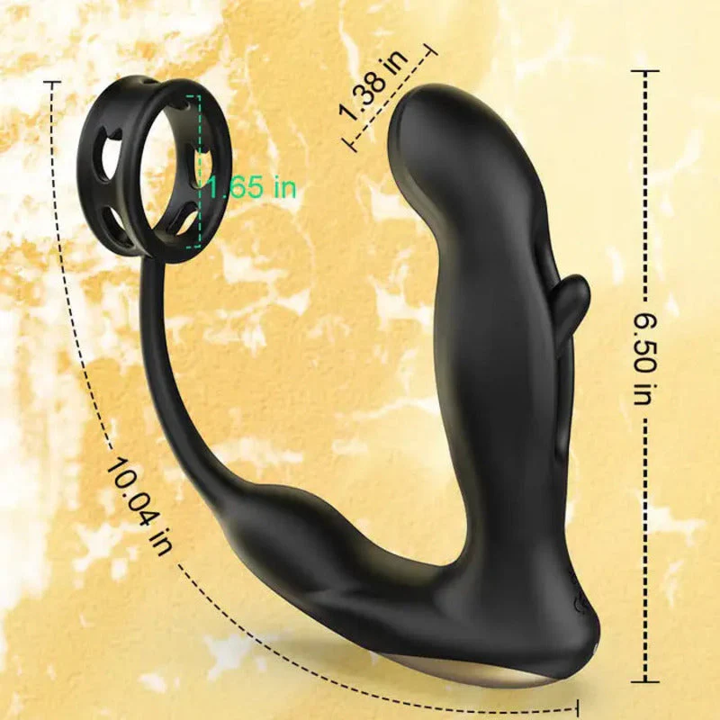 Hohler flatternder vibrierender Prostatamassager aus Silikon mit Penisring - Image 8