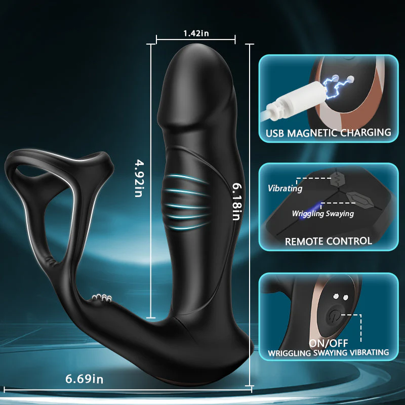Blossom - 9 Wriggling Swaying Male Prostate Toy with Cock Ring - Image 4