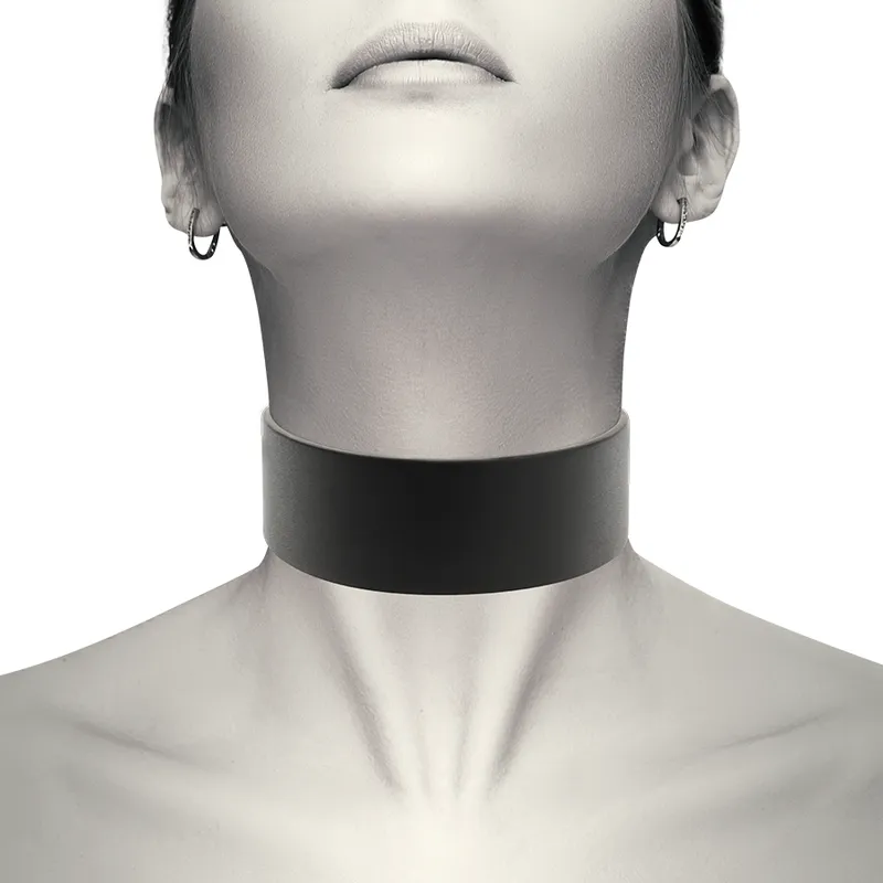 Collier Bdsm Cuir Végétalien Noir Ajustable