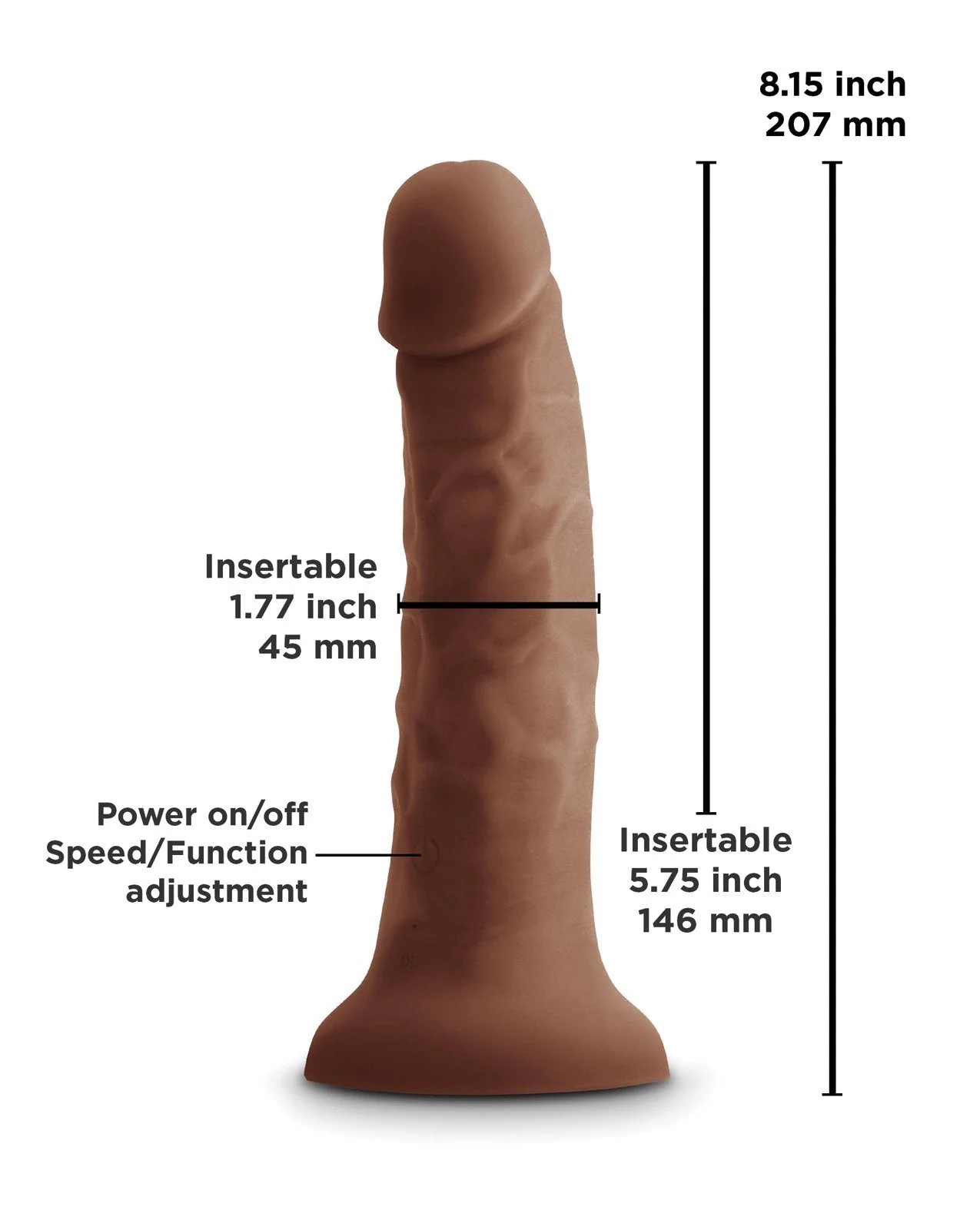 Colours Pleasures 7" Vibrating Dong - Brown - Image 4