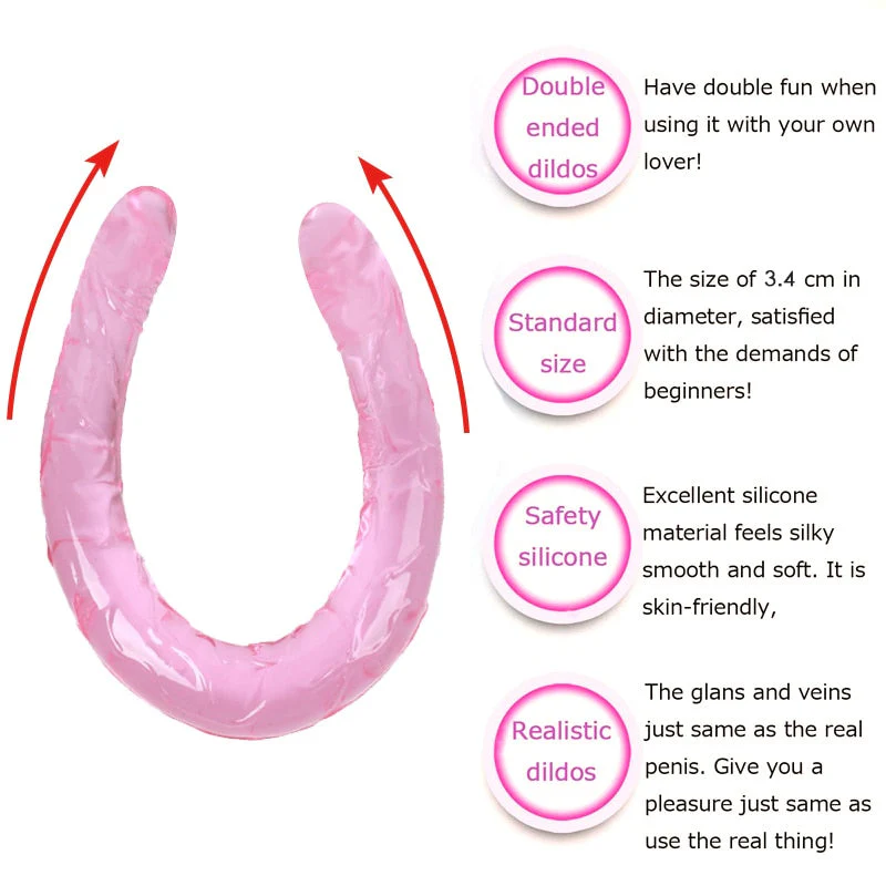 Double Long Soft Jelly Realistic Dildo - Image 5