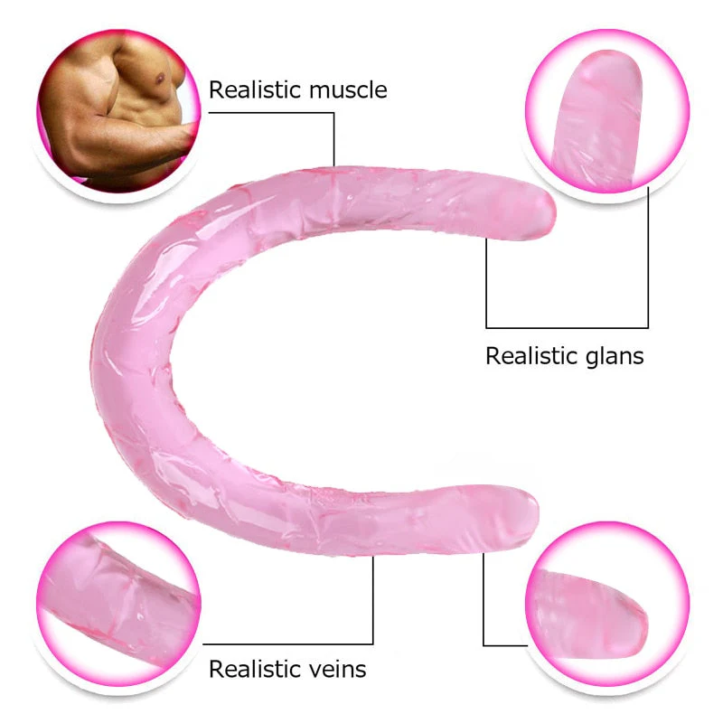 Double Long Soft Jelly Realistic Dildo - Image 6
