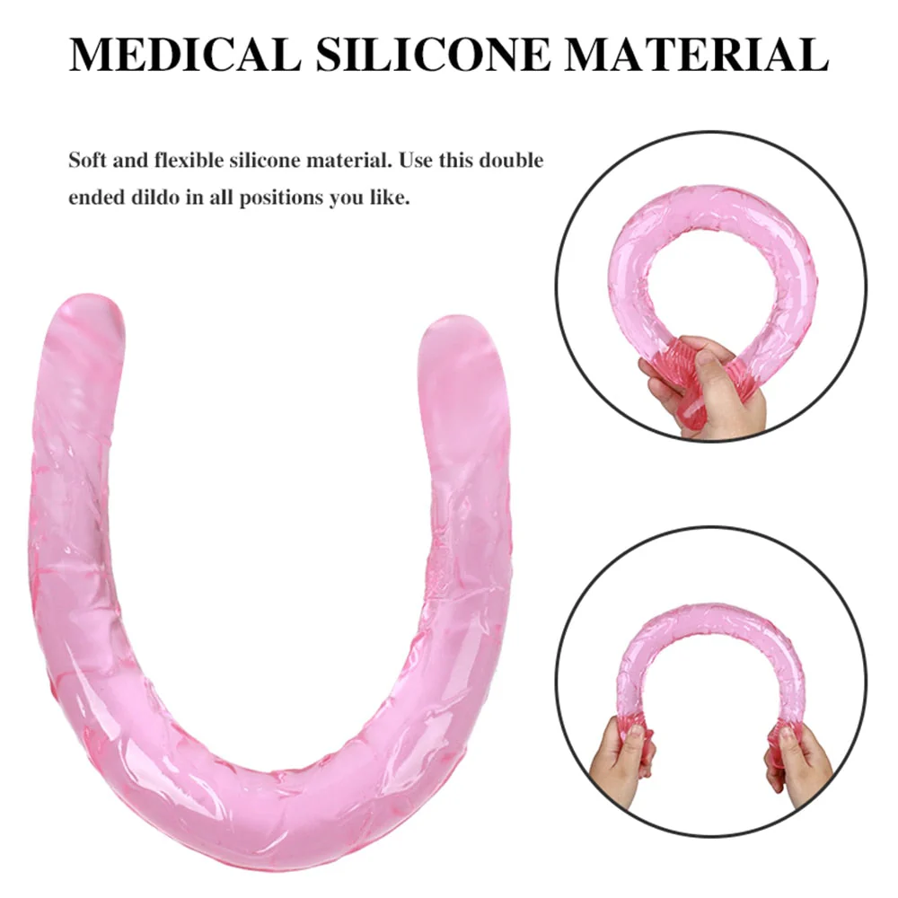 Double Long Soft Jelly Realistic Dildo - Image 8