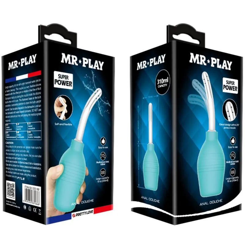Douche Anale Silicone Bleue Imperméable - Image 2