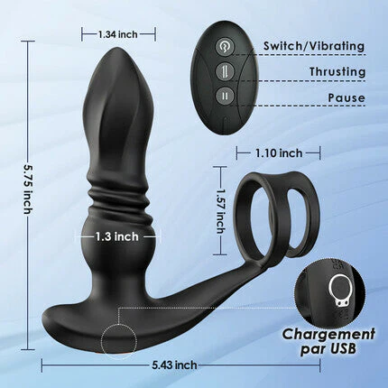 THORY - Thrusting Prostate Massager with Double Cock Rings - Image 7