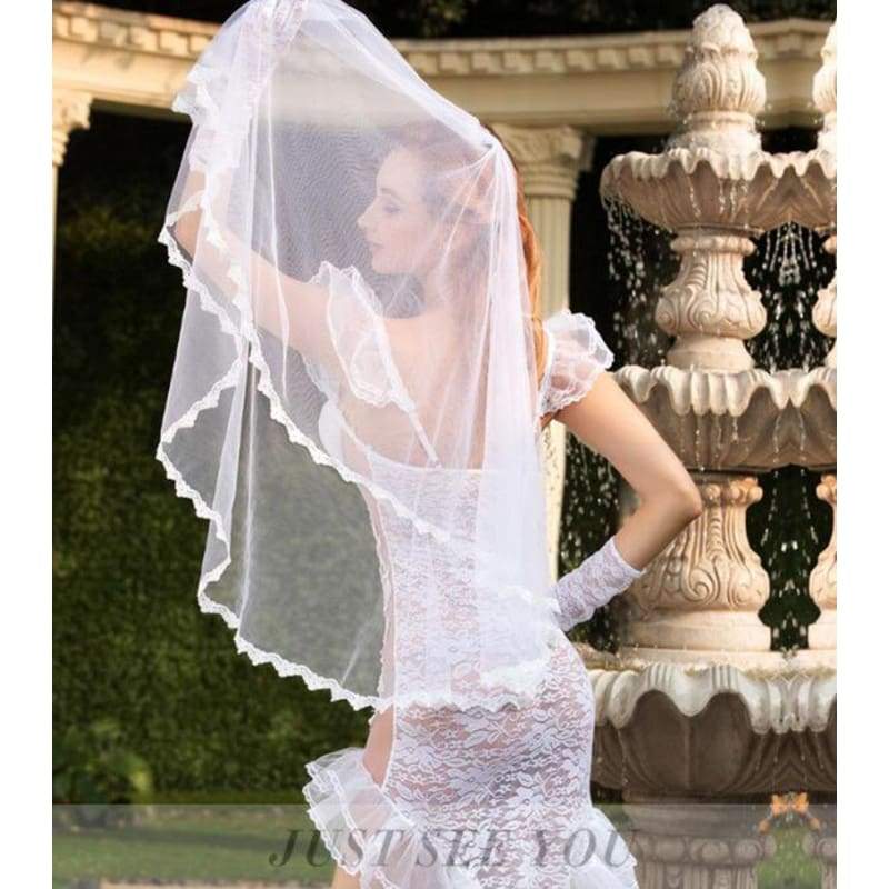 Bride - Deluxe Sexy Lingerie Set Fishtail Wedding Dress With Veil For Woman SL10 - Image 4