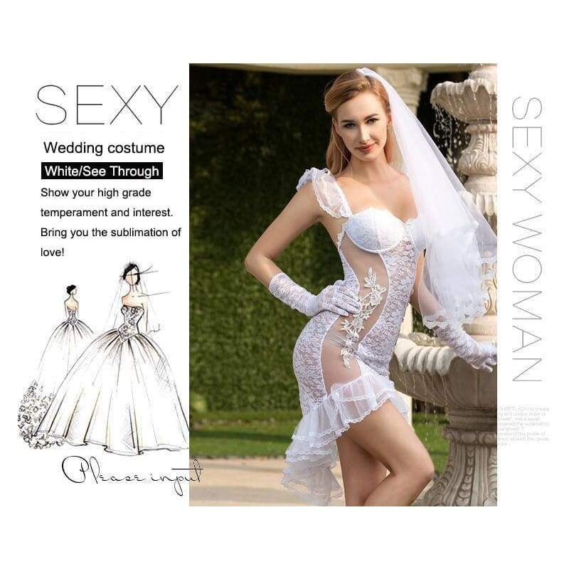 Bride - Deluxe Sexy Lingerie Set Fishtail Wedding Dress With Veil For Woman SL10 - Image 5
