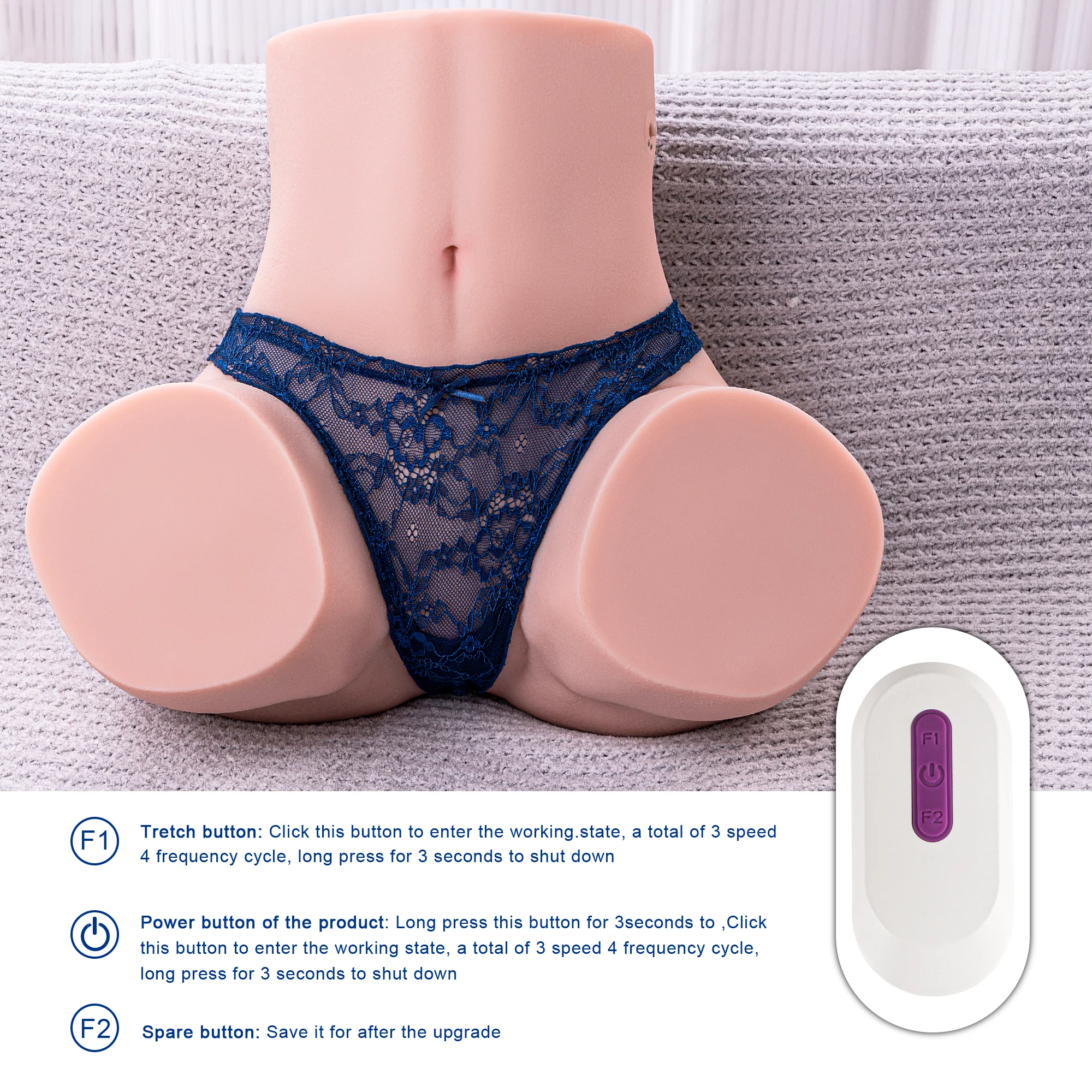 【Gina】3 Geschwindigkeiten, 4 Frequenzen, Mehrkanal-Teleskop-Masturbator 1:1，12.5kg