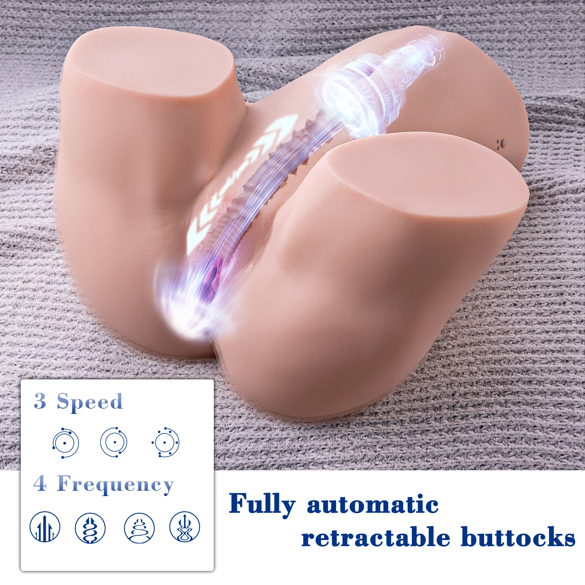 【Gina】3 Geschwindigkeiten, 4 Frequenzen, Mehrkanal-Teleskop-Masturbator 1:1，12.5kg - Image 2