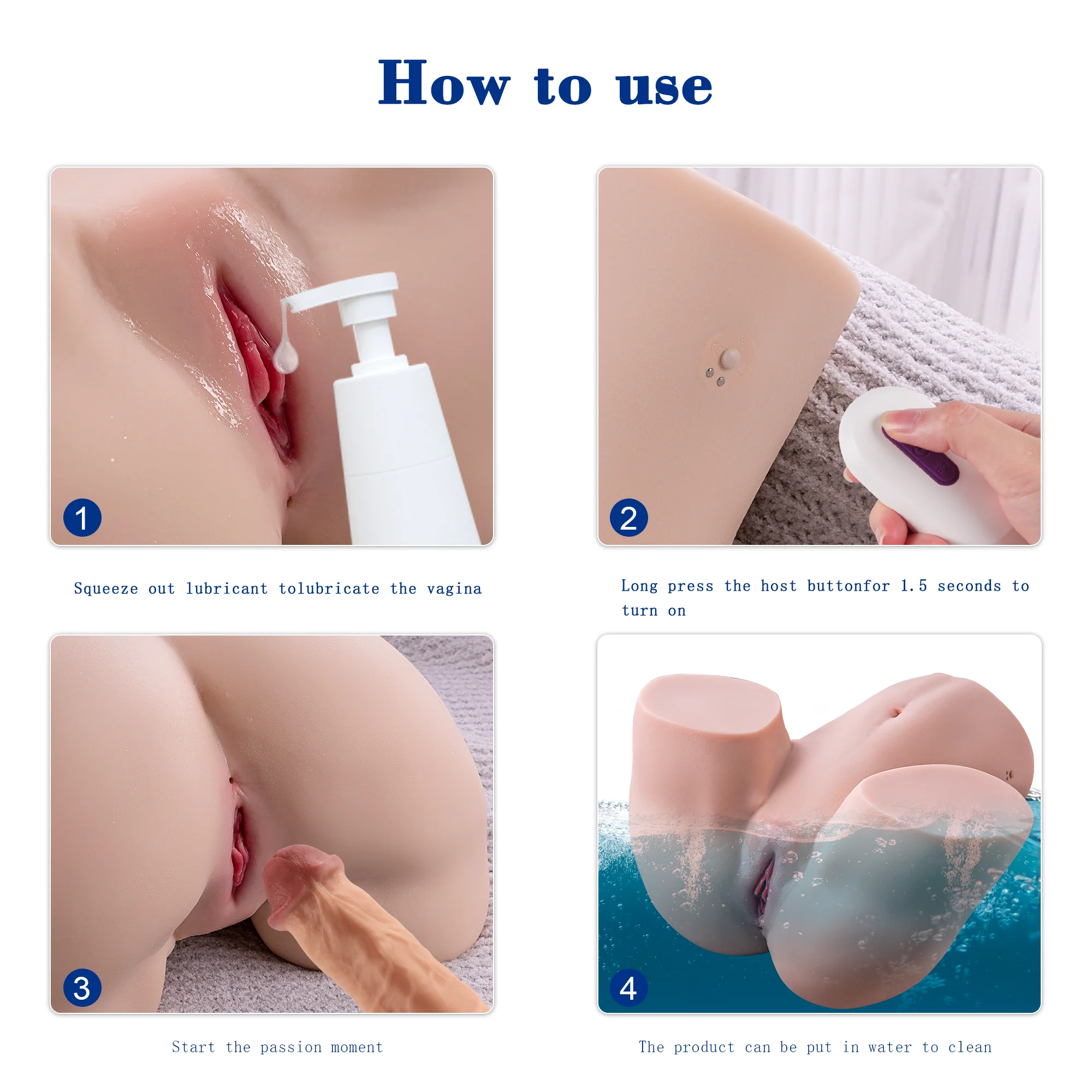 【Gina】3 Geschwindigkeiten, 4 Frequenzen, Mehrkanal-Teleskop-Masturbator 1:1，12.5kg - Image 7