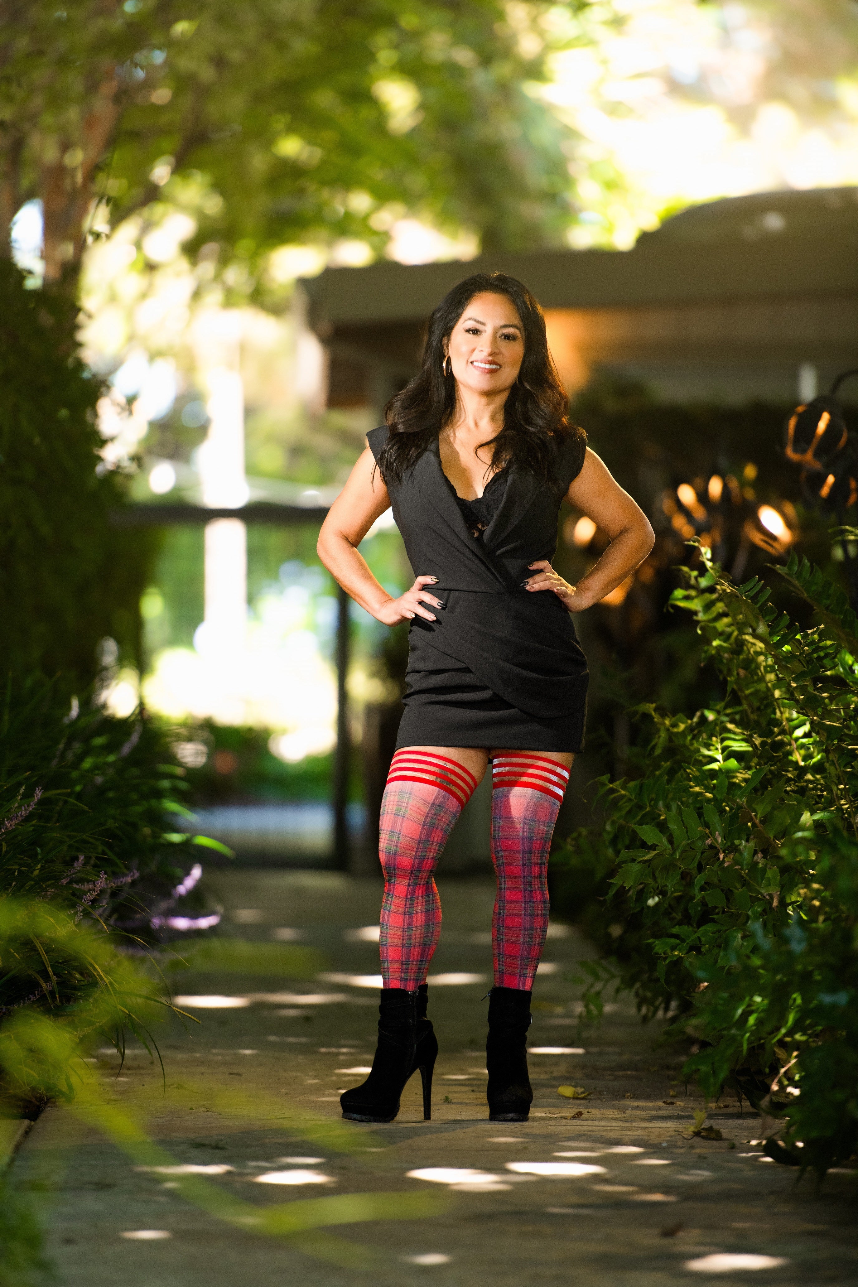 Grace: Red Plaid Thigh Highs. Petite to Plus Size - Image 4