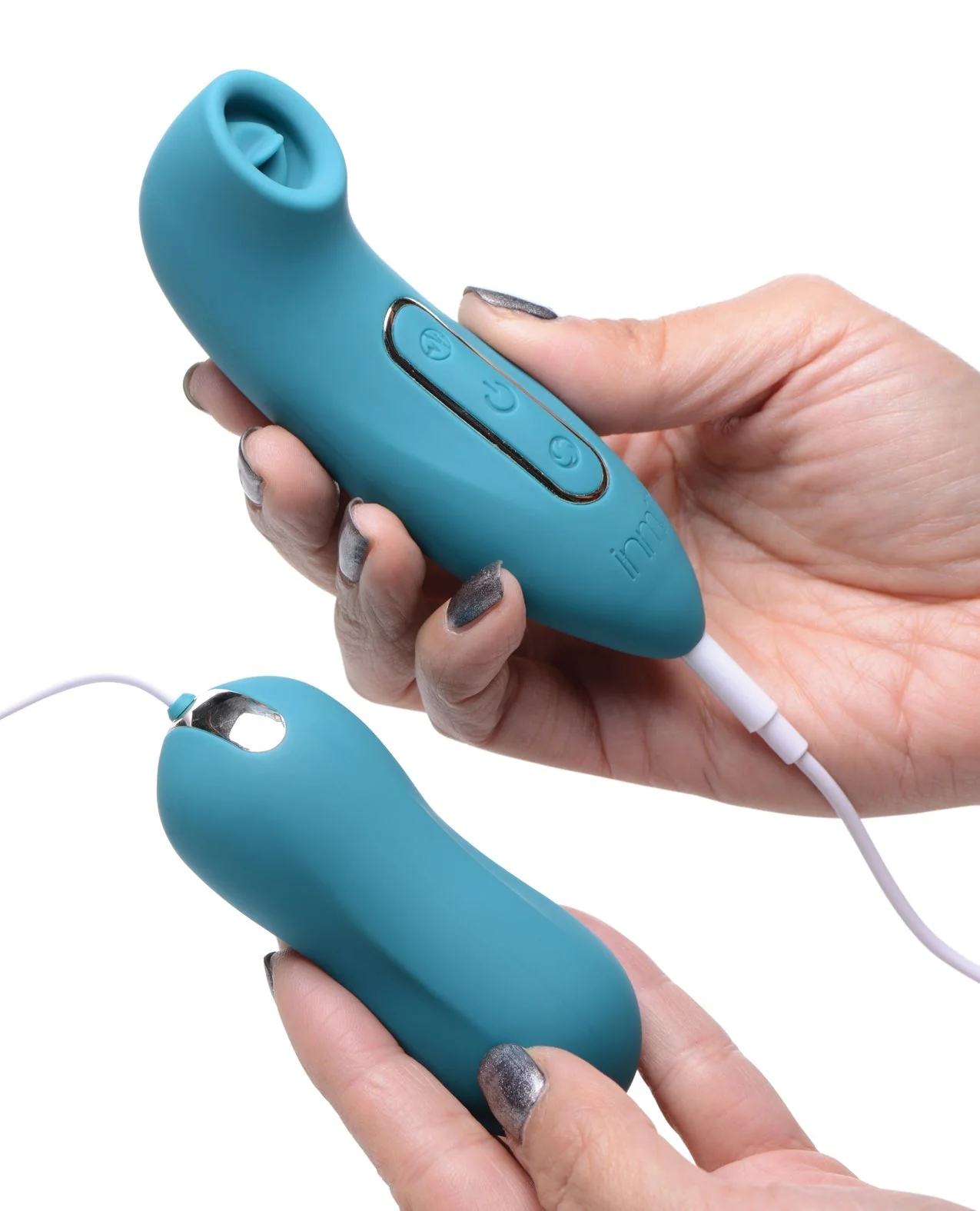 Inmi Entwined Silicone Thumping Egg & Licking Clitoral Stimulator - Green - Image 5