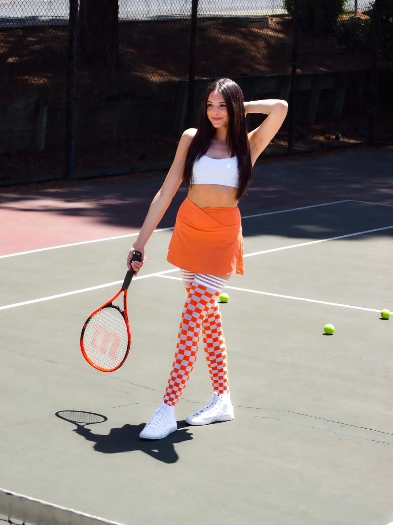 Game Day! - Orange & White Thigh-Highs - Image 3