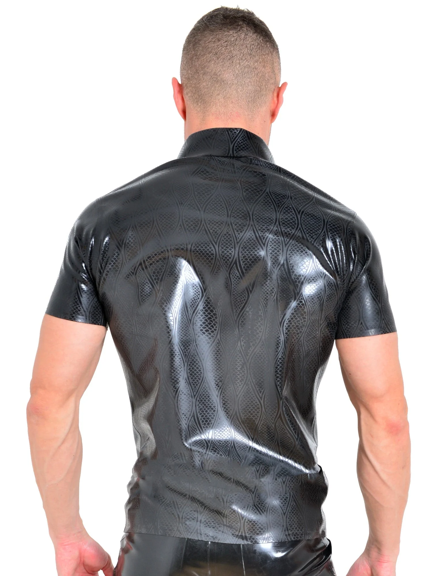 Latex/Rubber Button Down Polo Shirt - Image 4