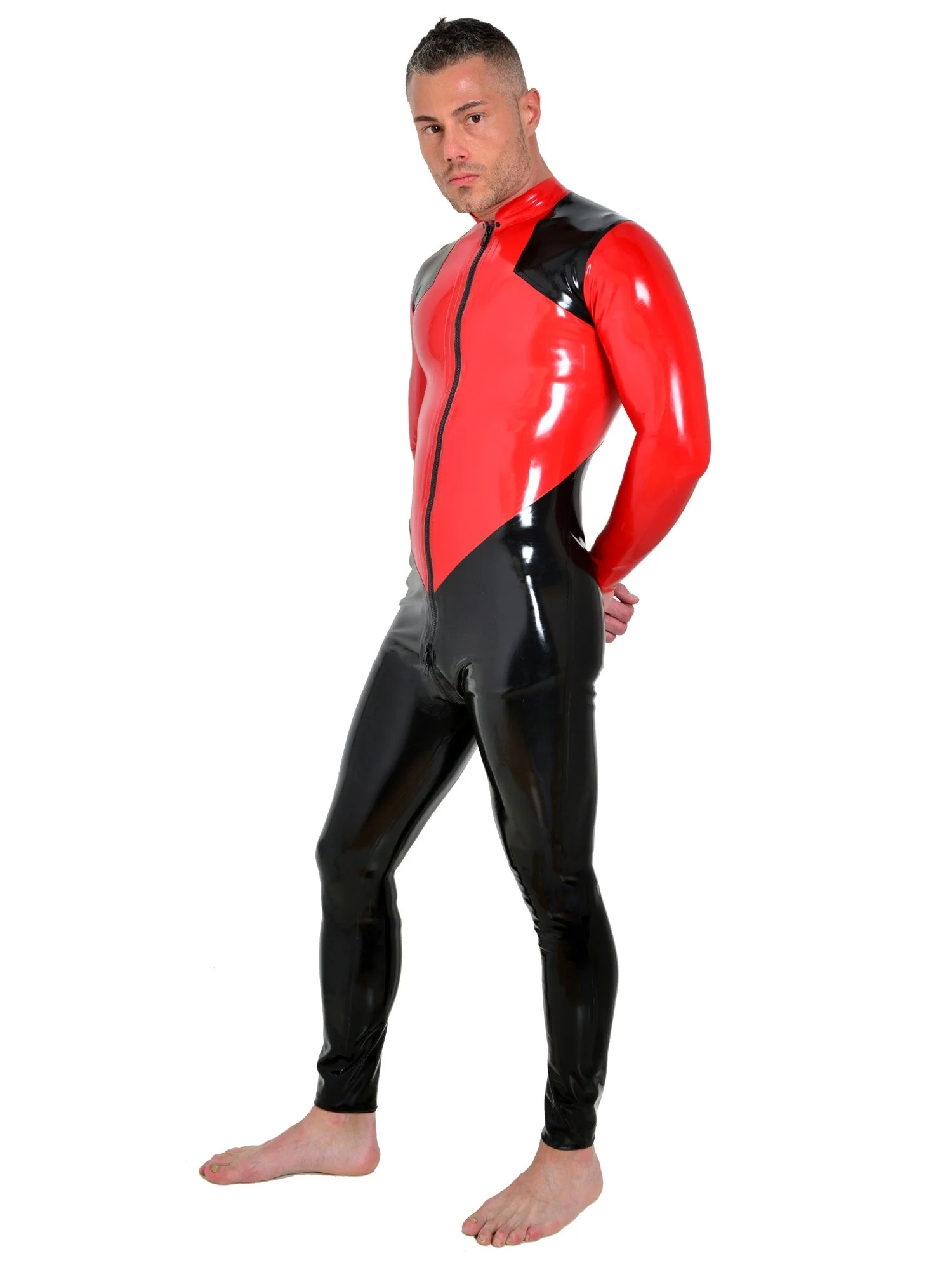 Latex/Rubber Contrast Catsuit - Image 2