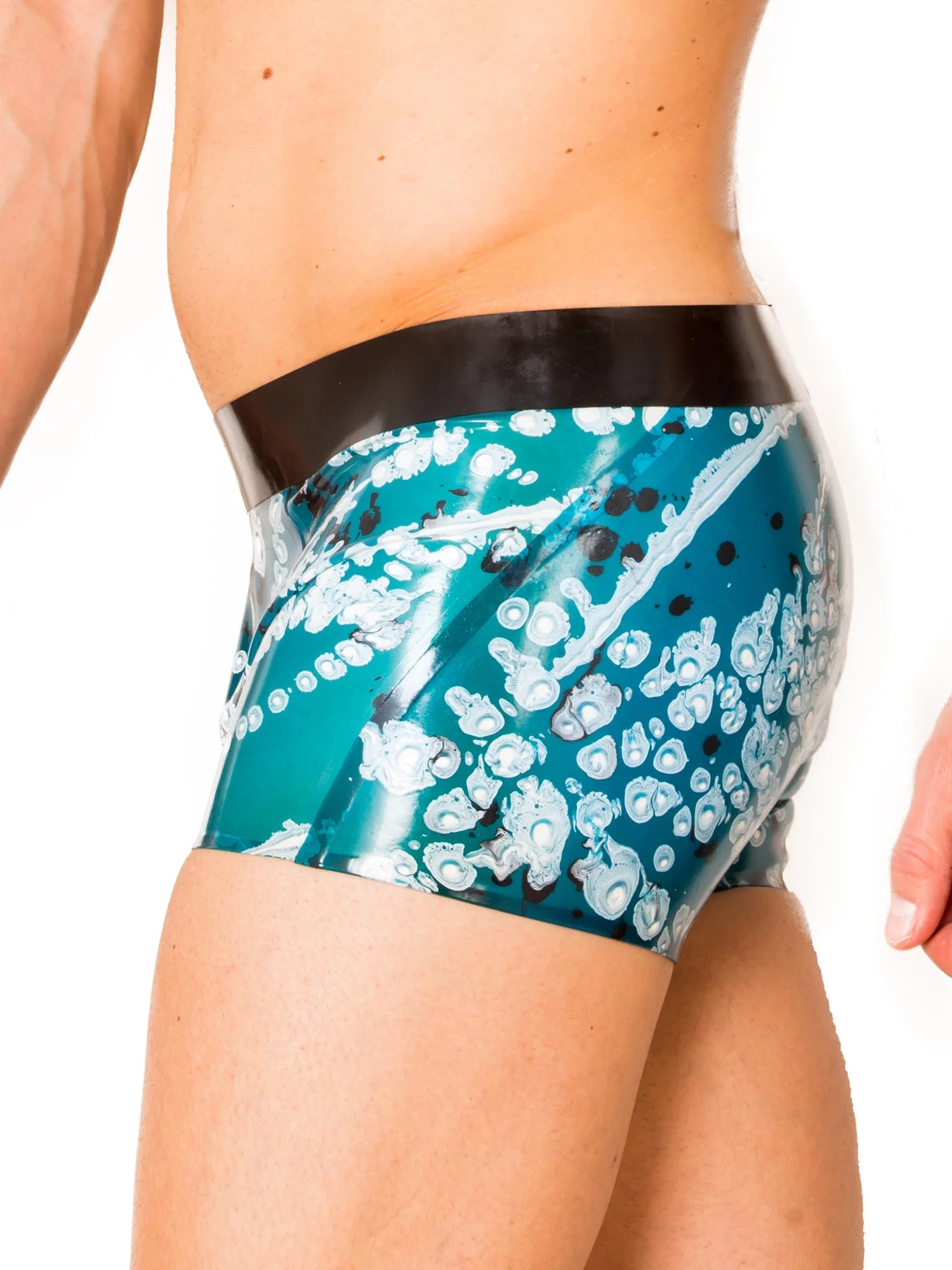 Latex/Rubber Electric Blue Shorts - Image 2