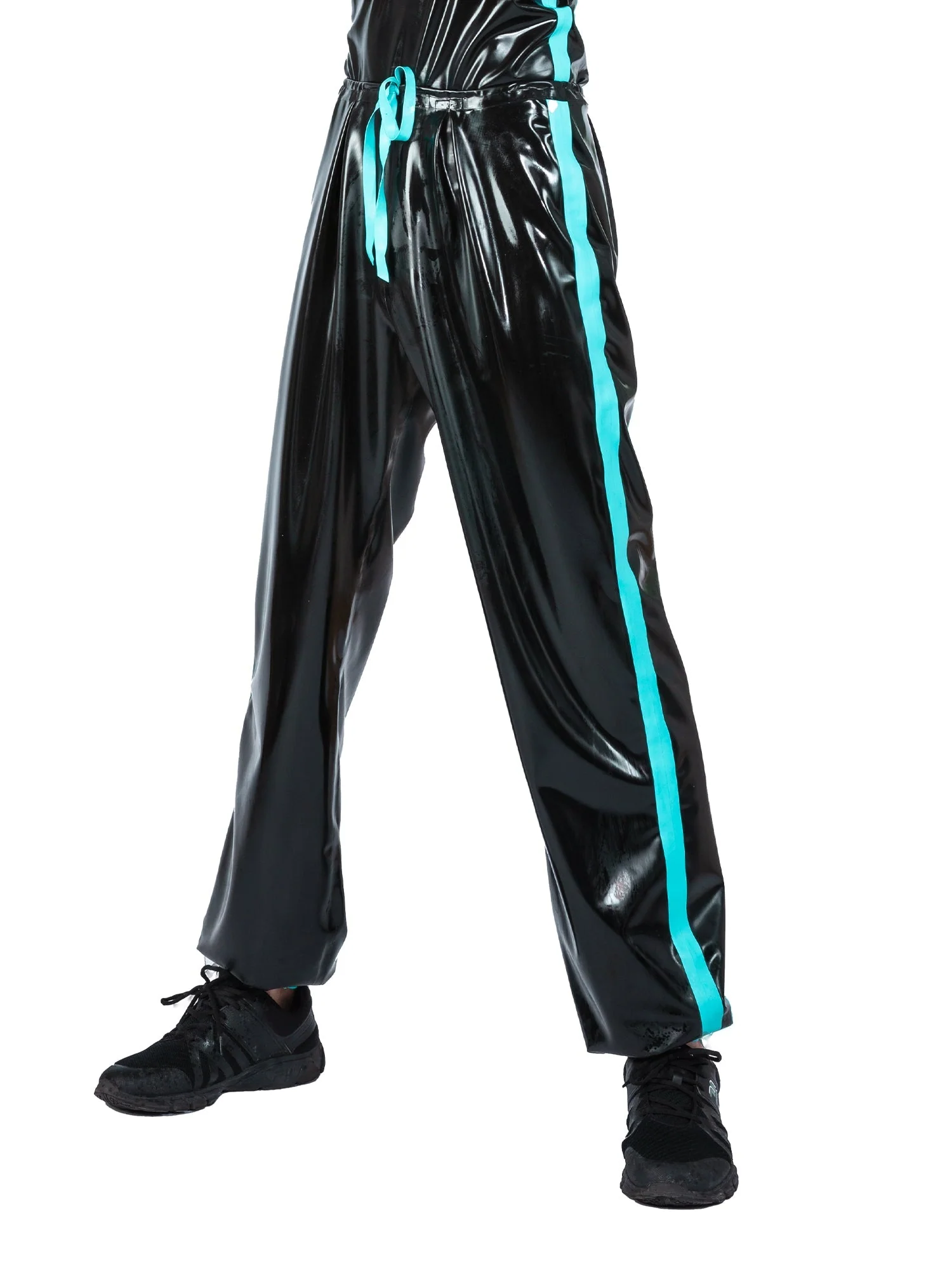 Latex/Rubber Joggers with Yellow Stripes - Image 5