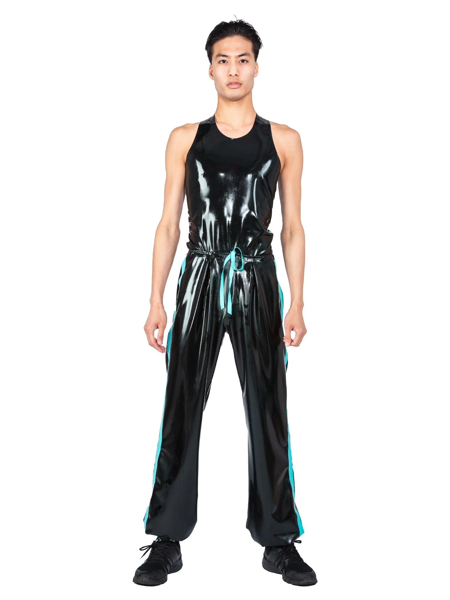 Latex/Rubber Joggers with Yellow Stripes - Image 9