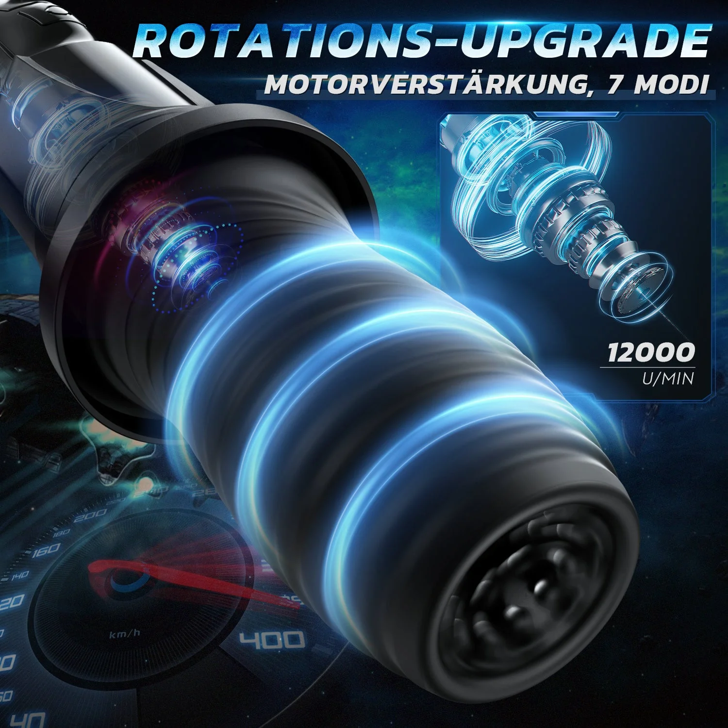 DARK LORD 7 Rotation 10 Vibrationen 360° Rotation Masturbation Cup - Image 3
