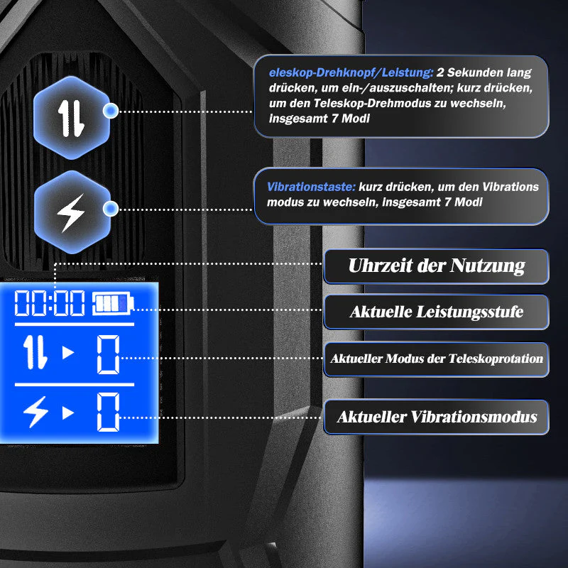 3-in-1 Teleskopischer, Rotierender, Vibrierender, elektrischer Masturbation Cup mit 7 Frequenzen - Image 6