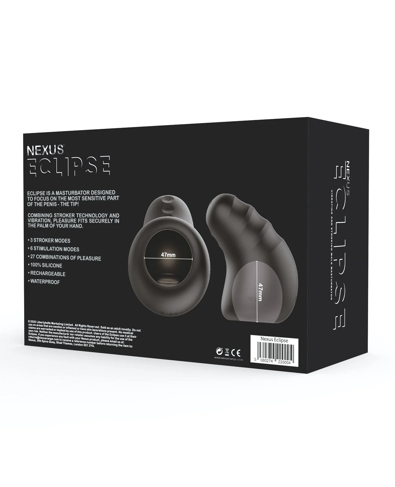 Nexus Eclipse Vibrating & Stroking Masturbator - Black - Image 2
