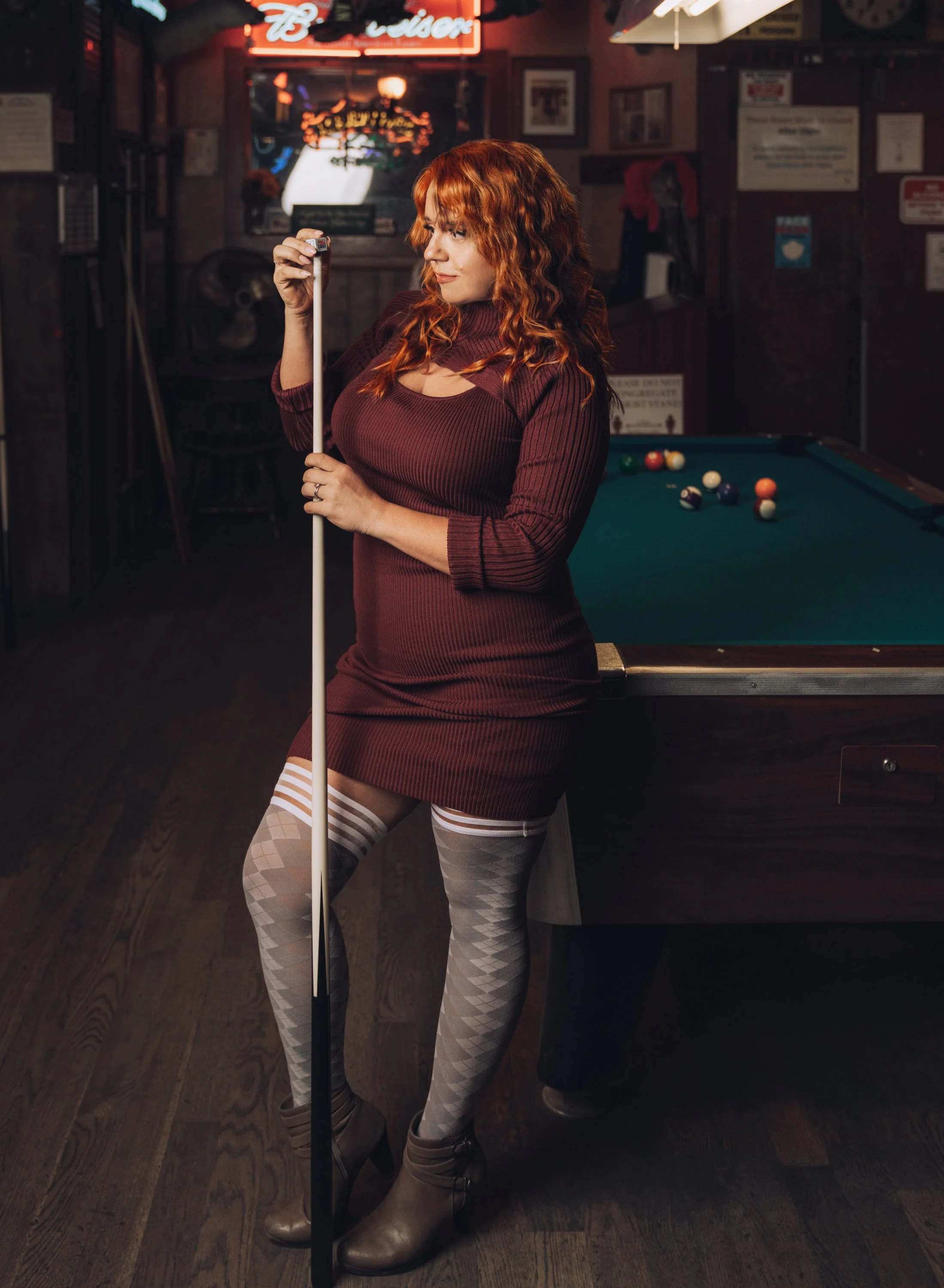 Par 4 - Grey Argyle Thigh Highs. Petite to Plus Size - Image 3