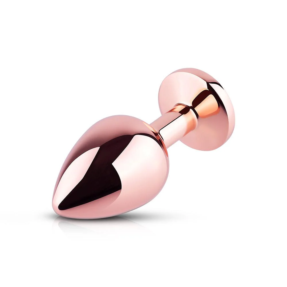 Pink Gem Rose Gold Metal Butt Plug - Image 4
