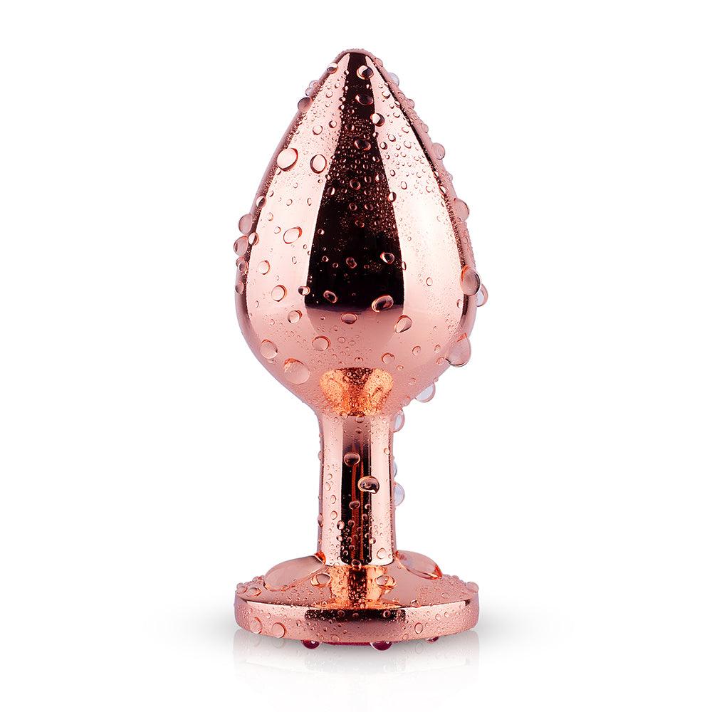 Pink Gem Rose Gold Metal Butt Plug - Image 5