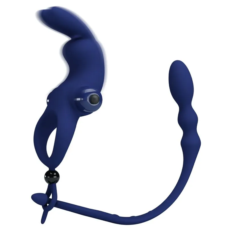 Plug Cock Ring Silicone Bleu Étanche - Image 10