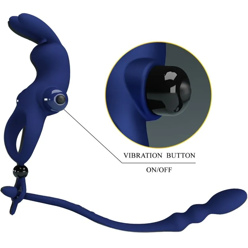 Plug Cock Ring Silicone Bleu Étanche - Image 3