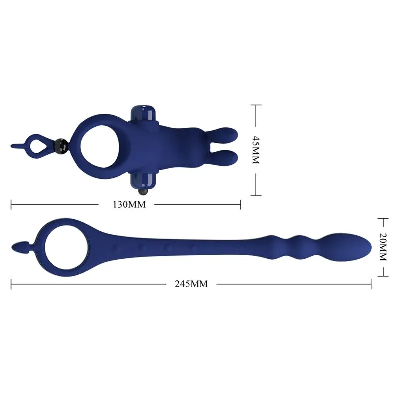 Plug Cock Ring Silicone Bleu Étanche - Image 5