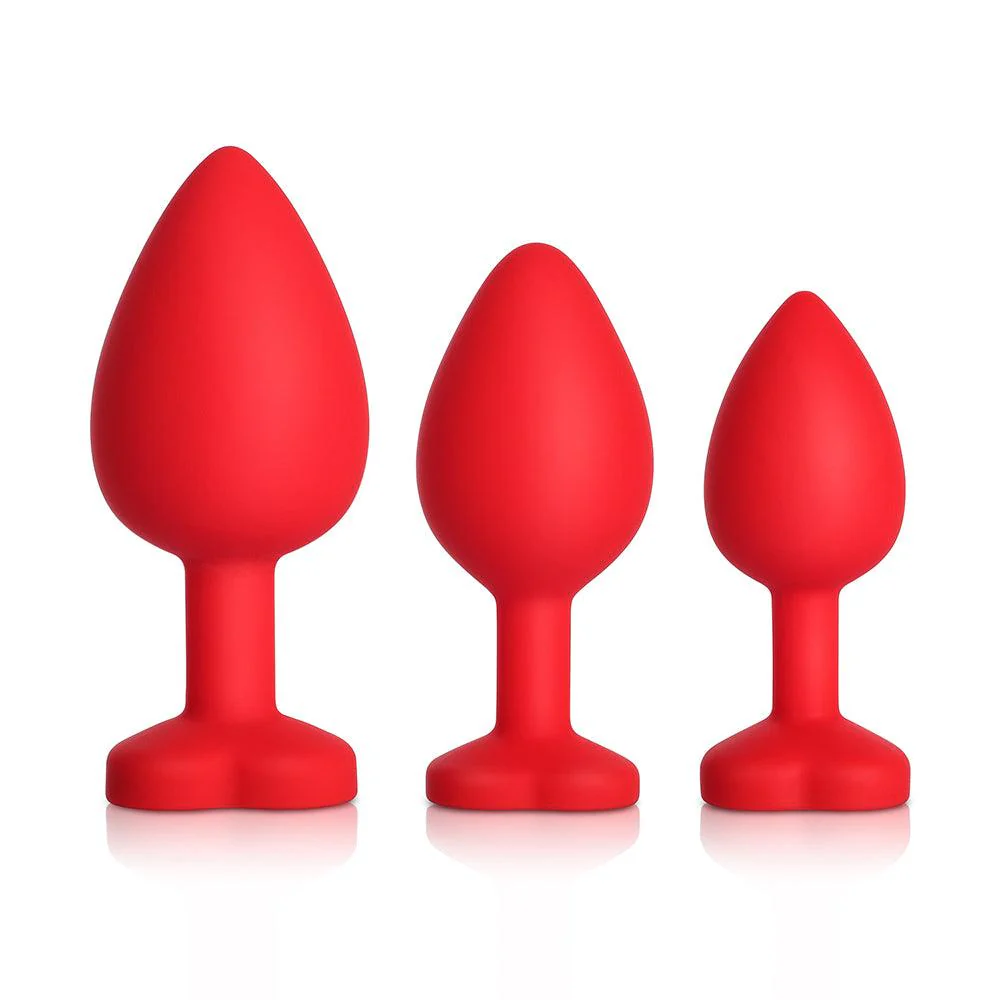 Yellow Gem Red Silicone Butt Plug Set - Image 2