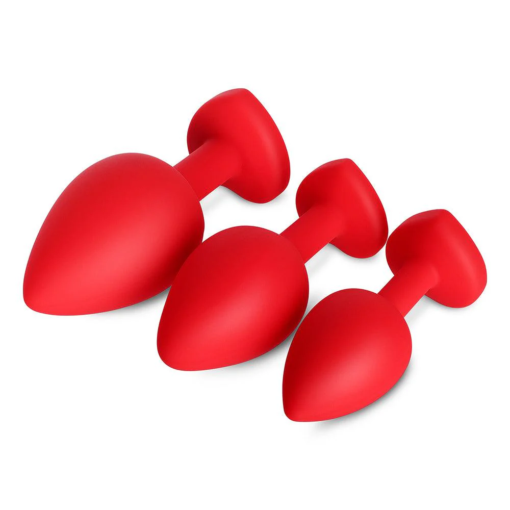 Yellow Gem Red Silicone Butt Plug Set - Image 3