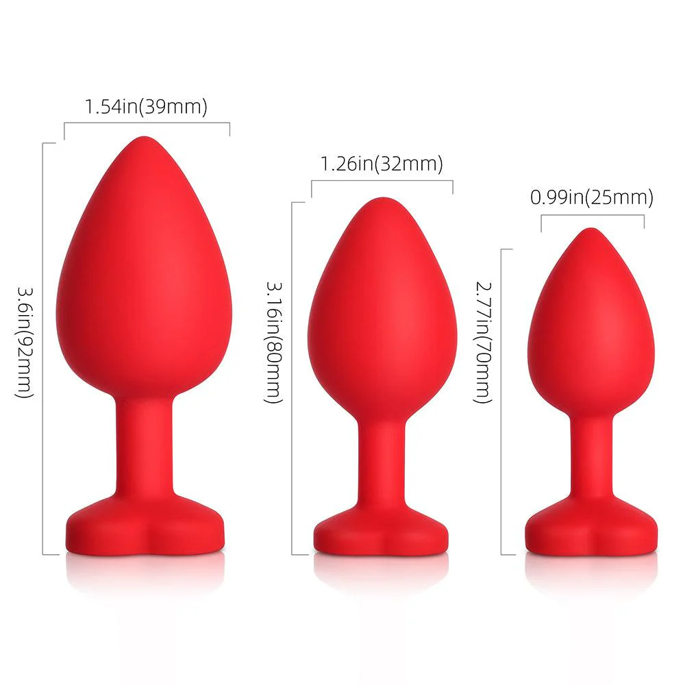 Yellow Gem Red Silicone Butt Plug Set - Image 6