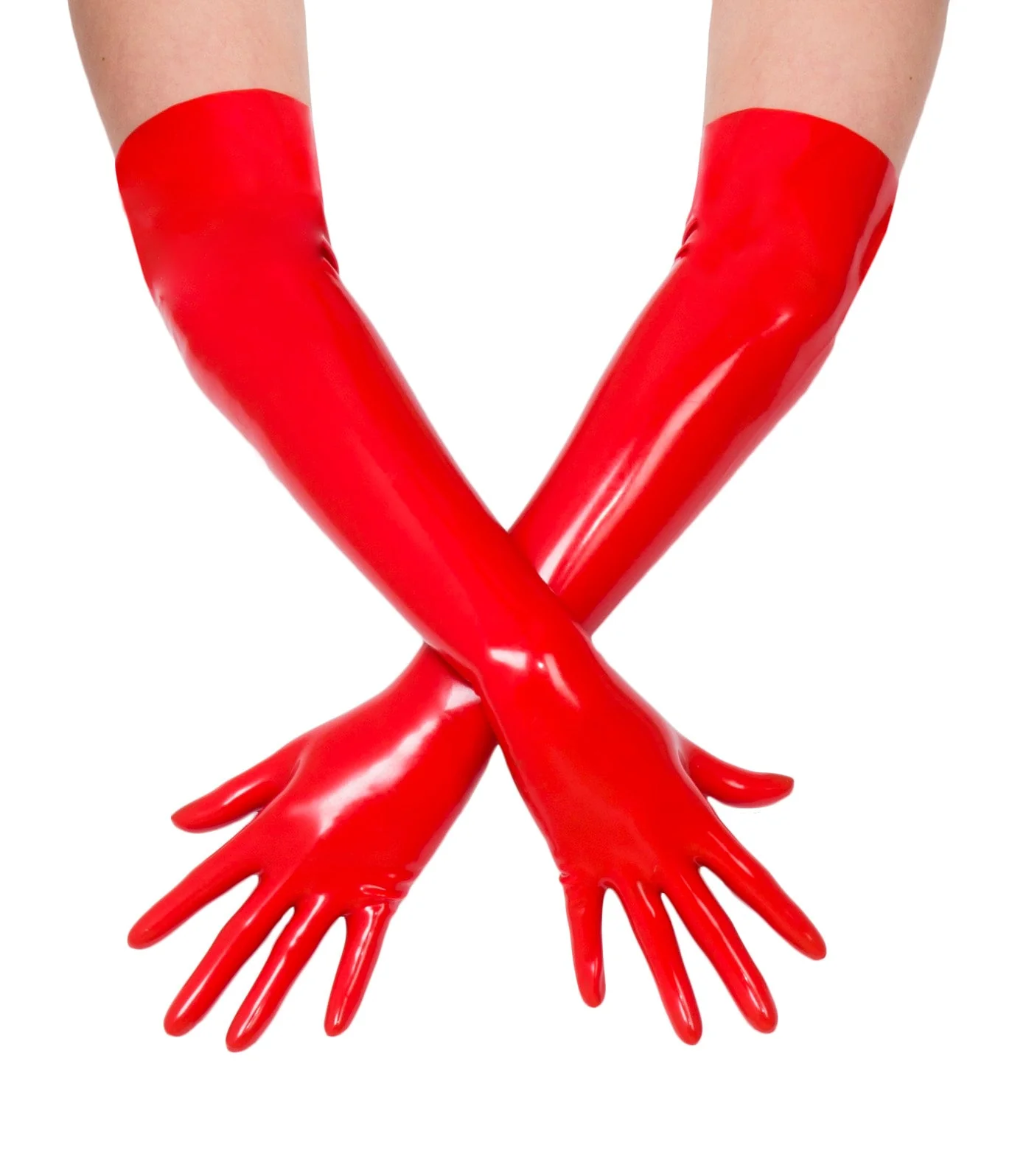 Red Latex/Rubber Elbow Length Gloves