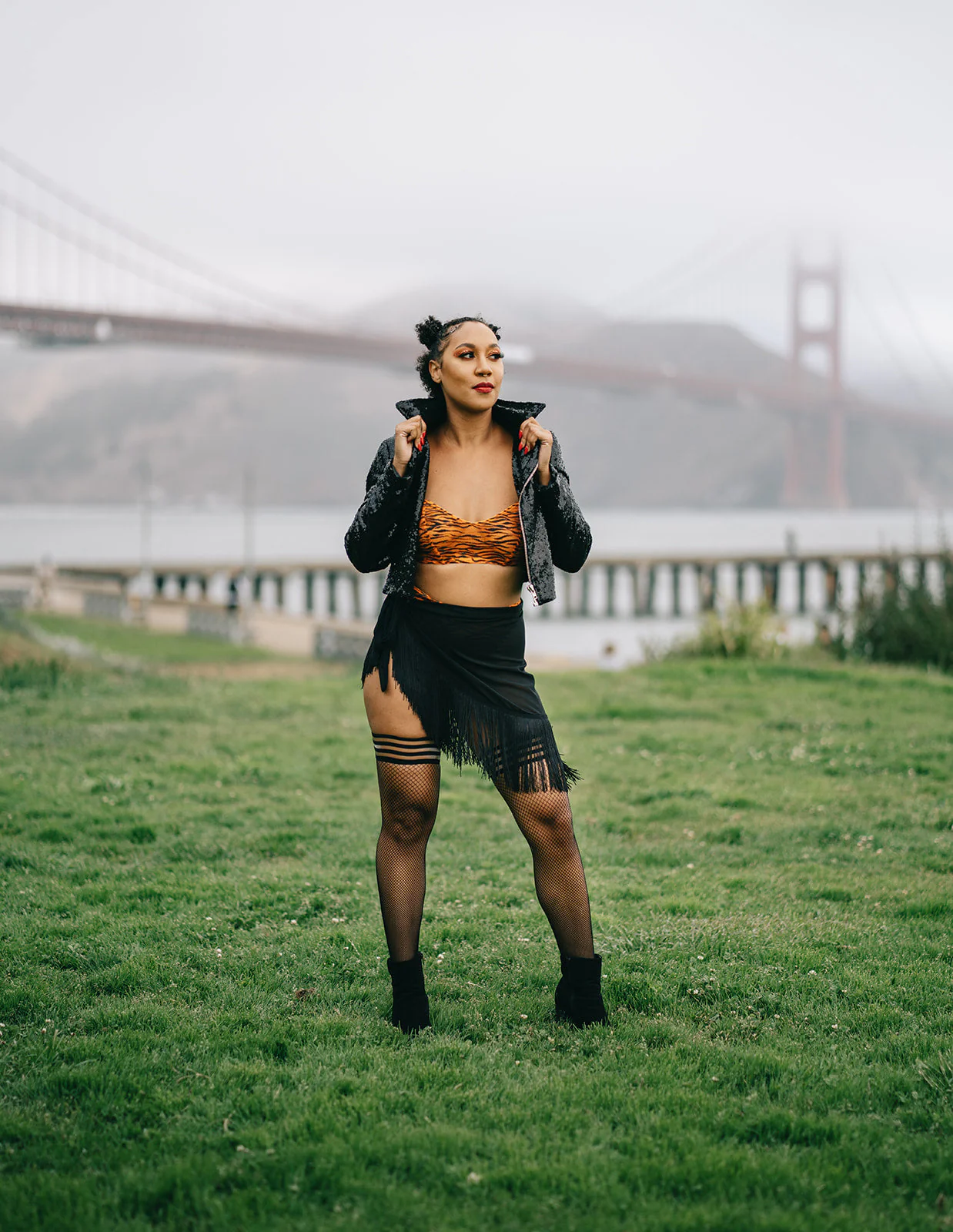 Sam: Fall Hook, Line, & Sinker Fishnet Thigh Highs. Petite to Plus Size - Image 4