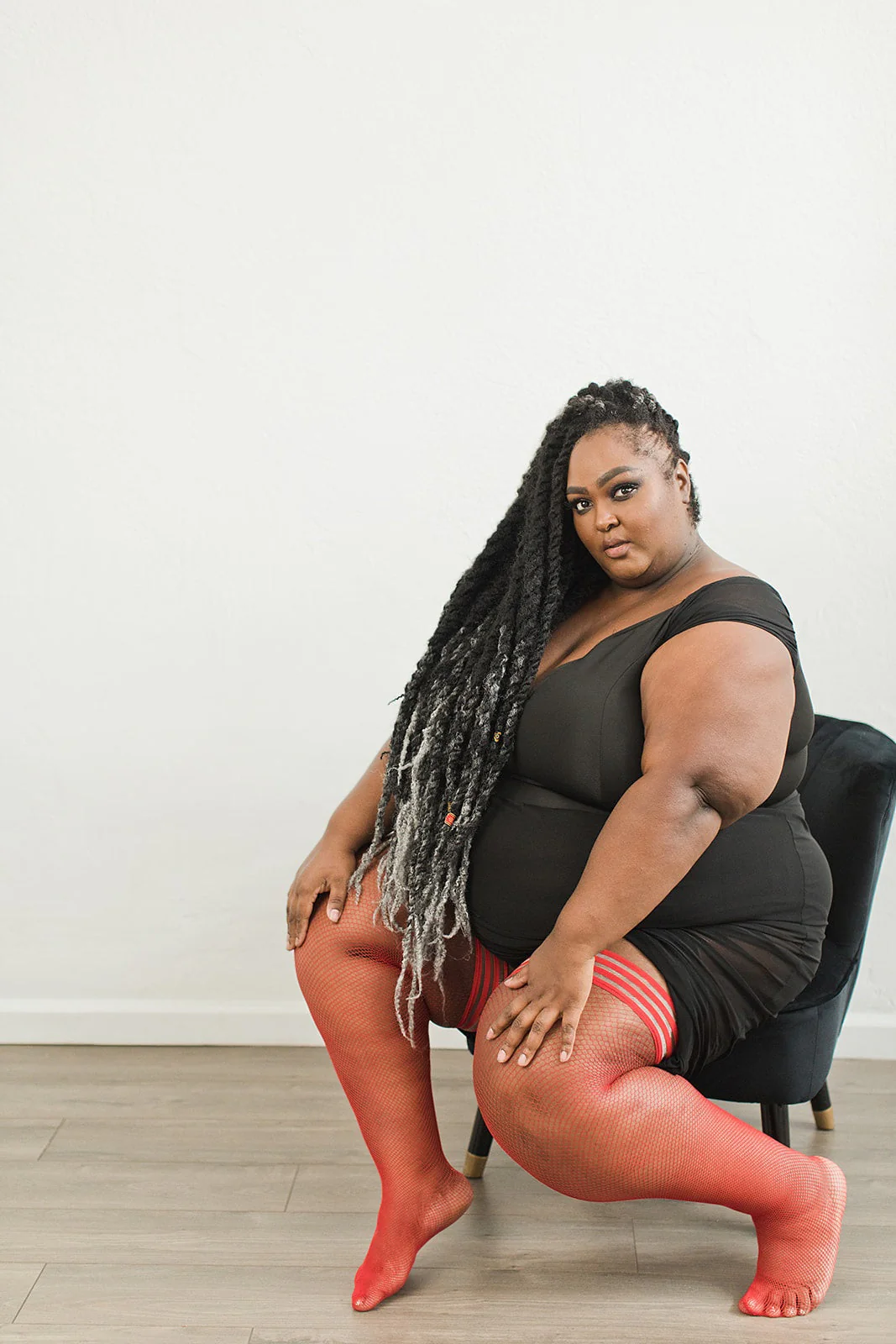 Sandra: Red Fishnet. No Regrets in These Red Nets. Petite to Plus Size Thigh Highs - Image 5