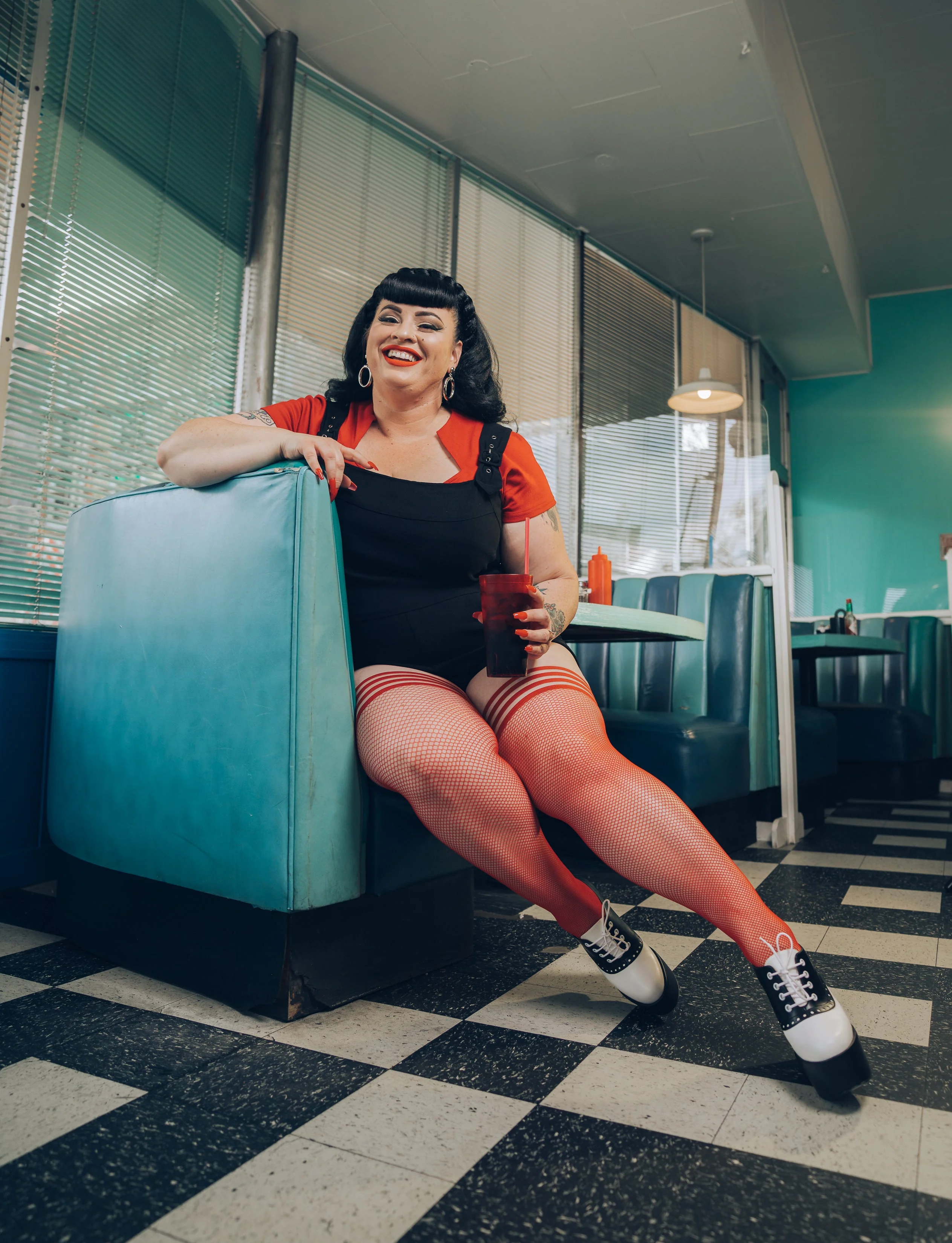 Sandra: Red Fishnet. No Regrets in These Red Nets. Petite to Plus Size Thigh Highs - Image 7