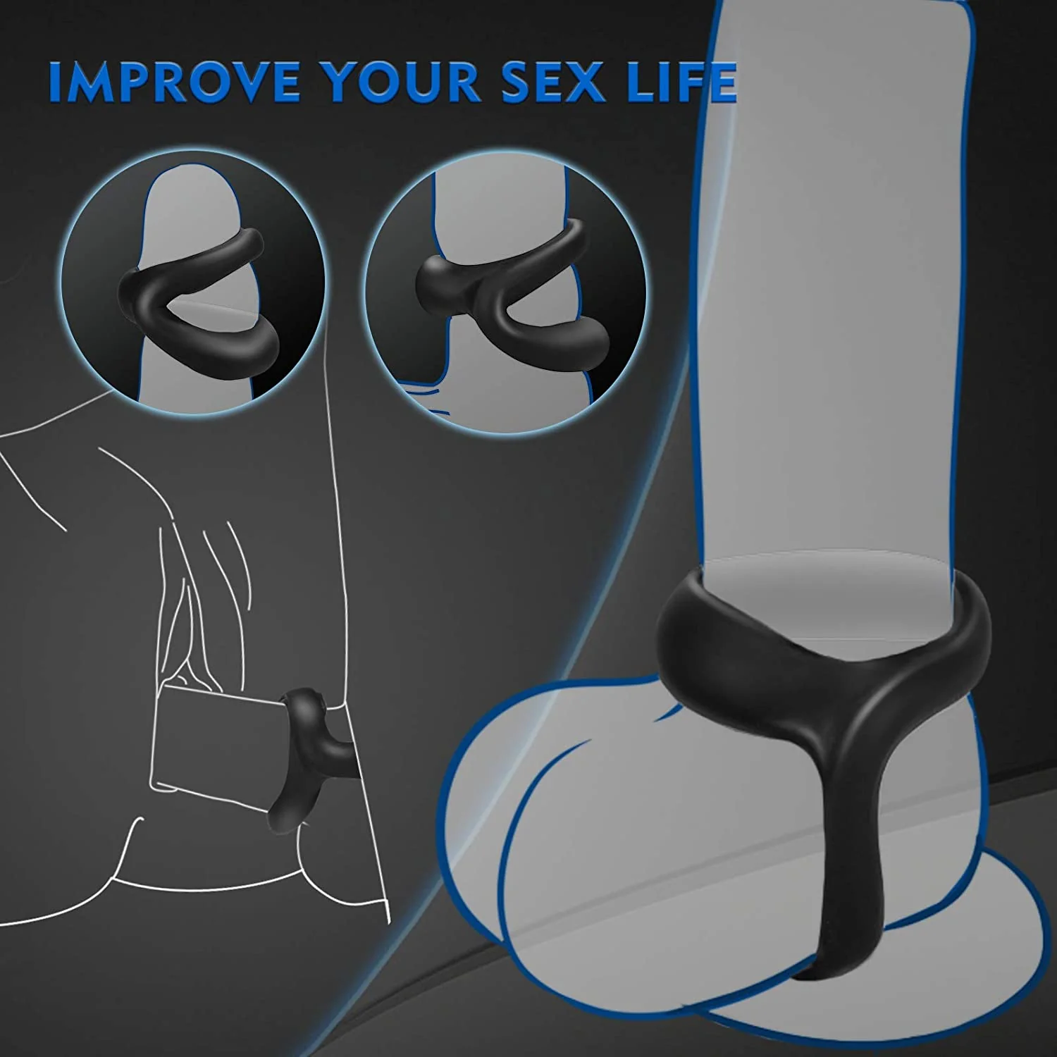 Silicone Male Longer Lasting Erection Cock Ring - Image 3