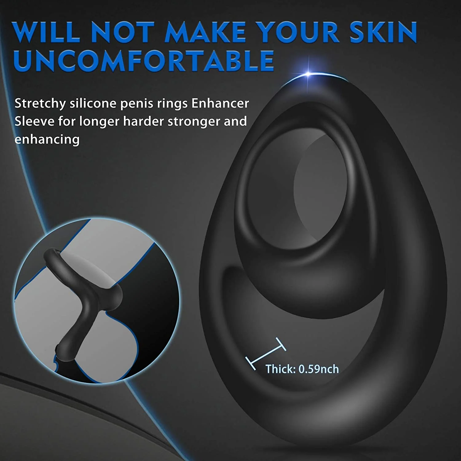 Silicone Male Longer Lasting Erection Cock Ring - Image 4