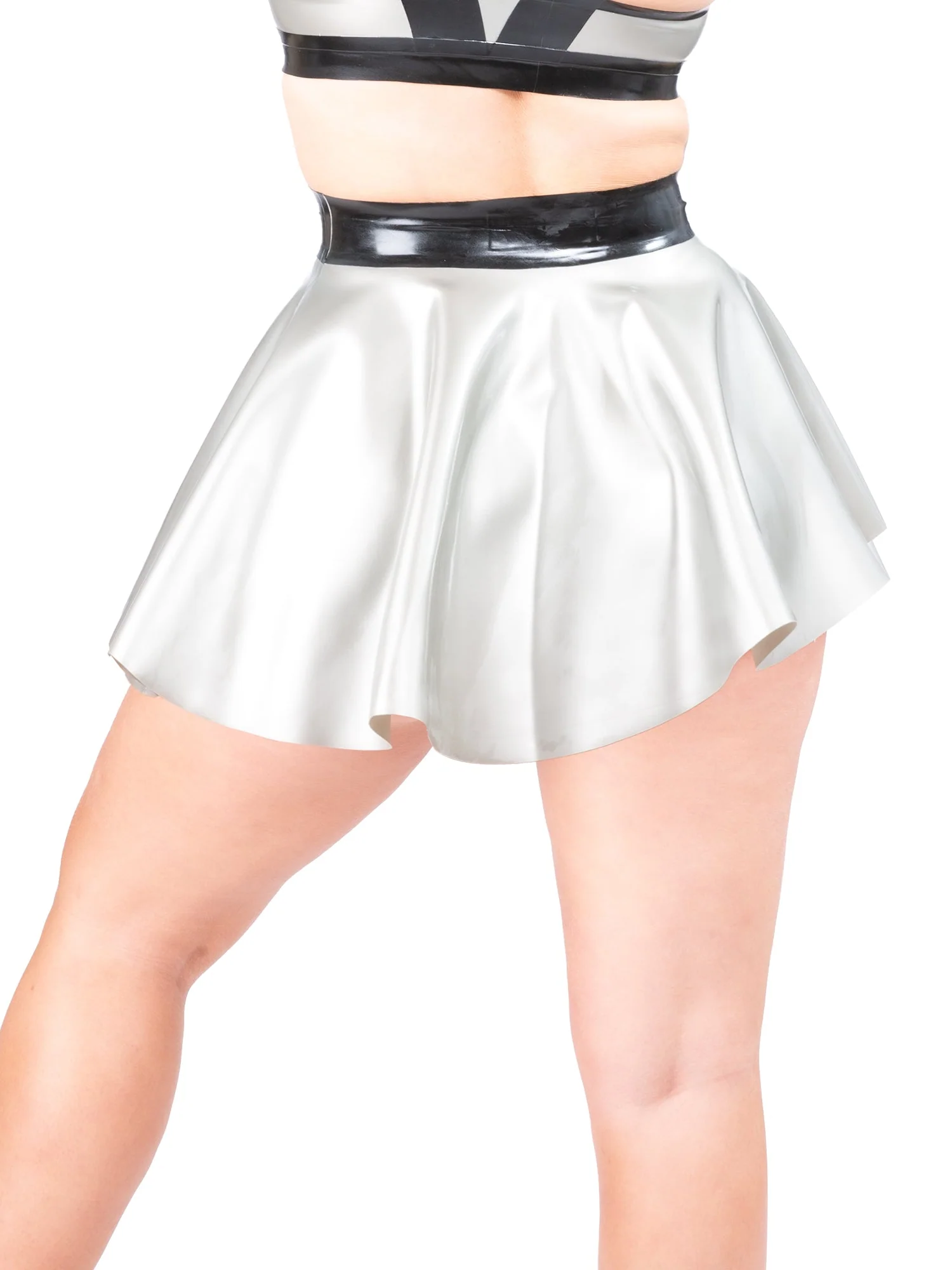 Silver Latex/Rubber Dancer Micro Skirt - Image 4