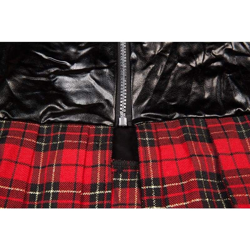 Student Plus Size - Faux Leather and Plaid Skirt Erotic Costumes Sex Uniform XL - Image 8